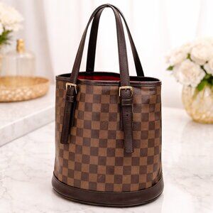 Authentic Louis Vuitton Marais Bucket Bag Damier Ebene Tote Bag